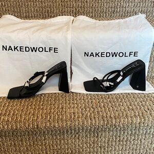 Naked Wolfe Black Strappy Block Heels